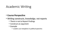 Writer Using A Construct Advanced Academic Writing: Producing Knowledge through Scholarly ...
