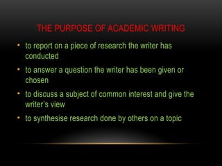 Comprehensive Guide to Academic Writing Skills and Structure | PPTX