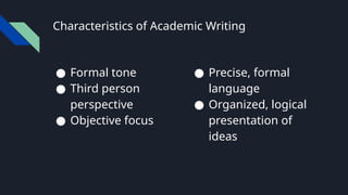 An Overview of Standard Academic Writing | PPTX