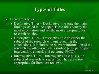 Declarative Title Examples Academic writing part 1 | PPTX