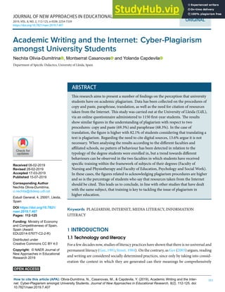 Academic Writing And The Internet Cyber-Plagiarism Amongst University ...