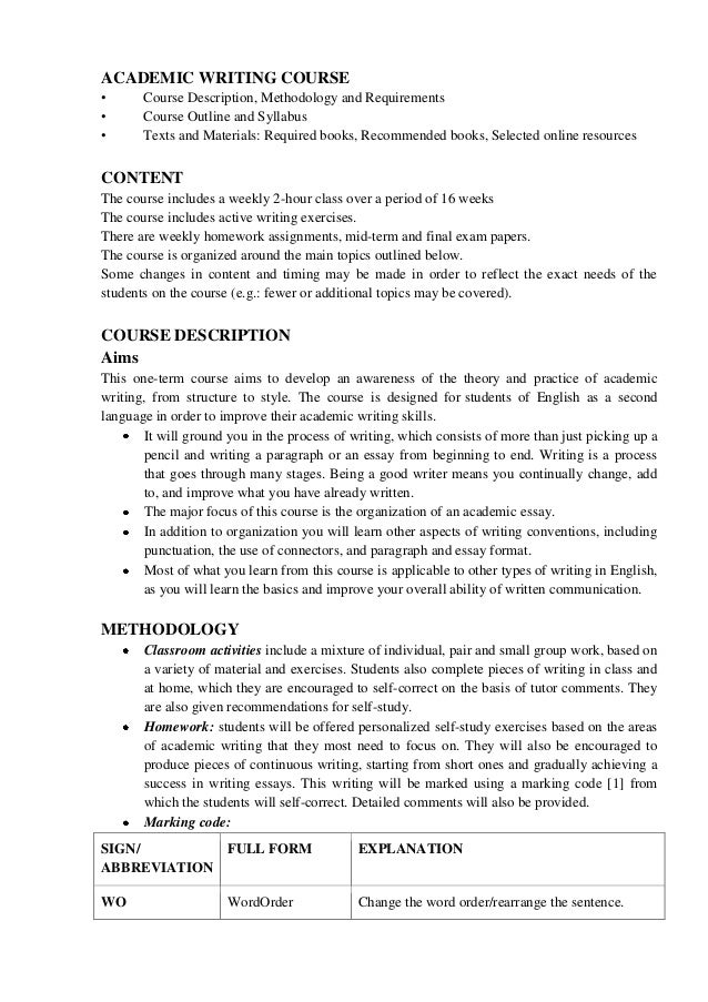 essay writing course syllabus