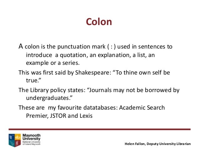 Using a colon in academic writing