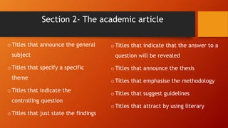 Academic writing and and publishing  