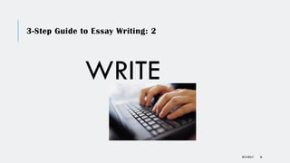 3-Step Guide to Essay Writing: 2
WRITE
DR KJ REILLY 36
 