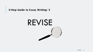 3-Step Guide to Essay Writing: 3
REVISE
DR KJ REILLY 46
 
