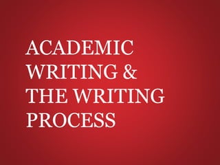 ACADEMIC
WRITING &
THE WRITING
PROCESS
 
