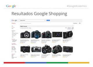 #GoogleAcademies
Resultados Google Shopping
 