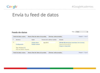 #GoogleAcademies
Envía tu feed de datos
 
