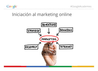 #GoogleAcademies
Iniciación al marketing online
 