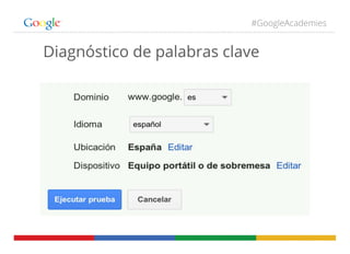 #GoogleAcademies
Diagnóstico de palabras clave
 