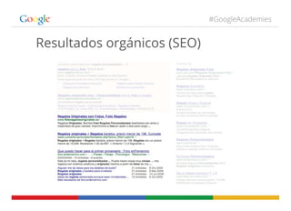#GoogleAcademies
Resultados orgánicos (SEO)
 