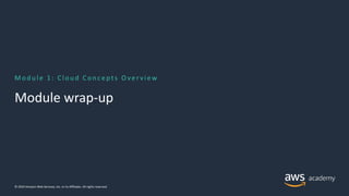 M od u l e 1: Cl ou d Con c e pt s O ve r vi ew
Module wrap-up
© 2019 Amazon Web Services, Inc. or its Affiliates. All rights reserved.
 
