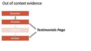 Out of context evidence
Testimonials Page
 