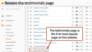 Beware the testimonials page
 