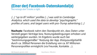 Klassifikation: Öffentlich 6
(Einer der) Facebook-Datenskandal(e)
Two wrongs don't make a right.
[…] "up to 87 million" pr...