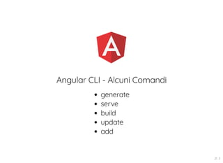 Angular CLI - Alcuni Comandi
generate
serve
build
update
add
21 . 3
 