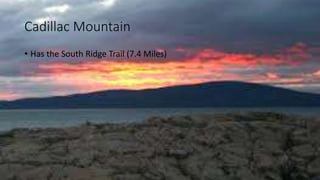 Cadillac Mountain
• Has the South Ridge Trail (7.4 Miles)
 