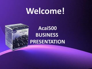 Welcome! Acai500 BUSINESS  PRESENTATION 