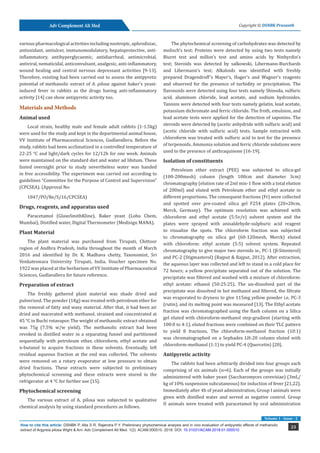 Preliminary phytochemical analysis and in vivo evaluation of ...