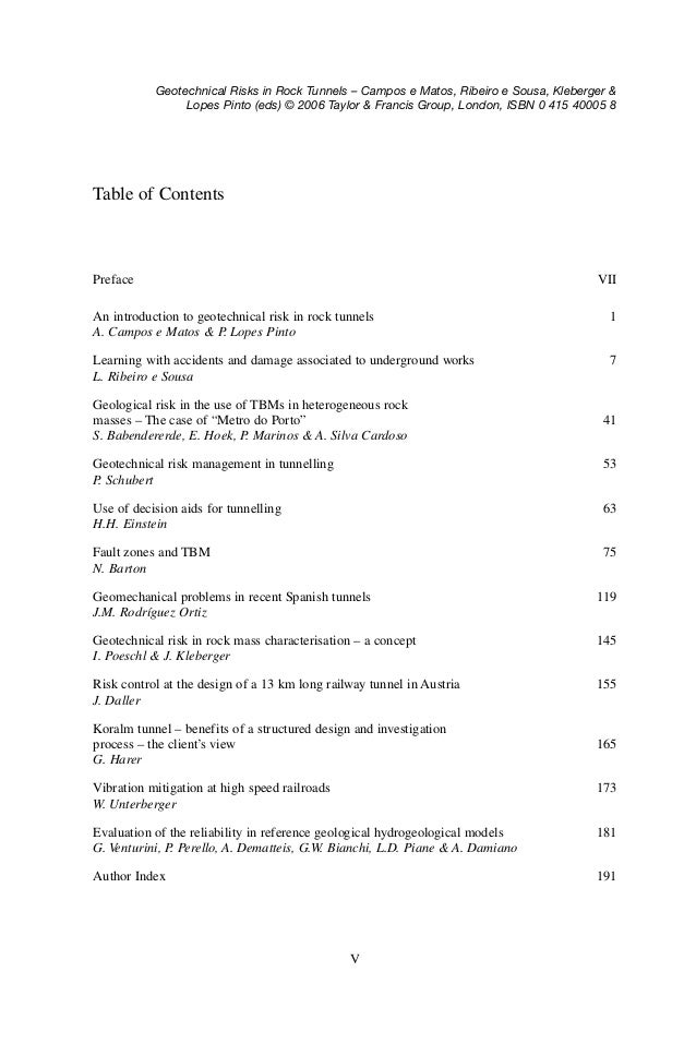A Campos Geotechnical Risk In Rock Tunnels - 