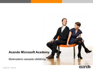 Acando Microsoft Academy

         Marknadens vassaste utbildning


© Acando AB 2012-05-28
        © Acando AB
 