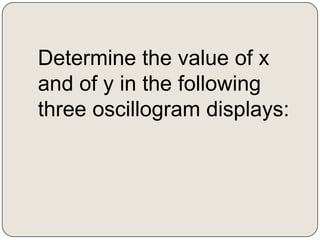 Determine the value of x
and of y in the following
three oscillogram displays:
 