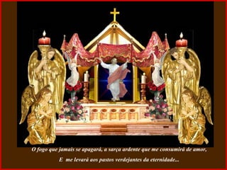 O fogo que jamais se apagará, a sarça ardente que me consumirá de amor, E  me levará aos pastos verdejantes da eternidade... 