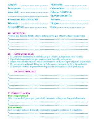 Amparo : ......................................
Interponer: ....................................
Juez civil: ................