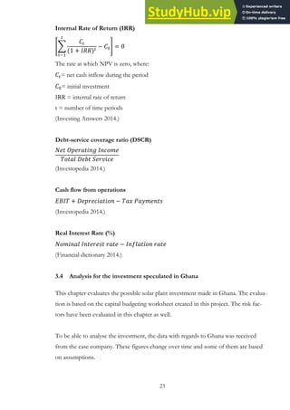 Dscr Worksheet.pdf A Capital Budgeting Worksheet For Solar Power Plant Investment In ...