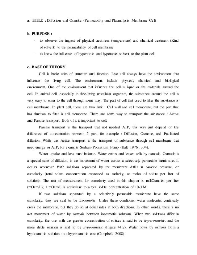 Contoh Laporan Difusi Dan Osmosis - Img Your
