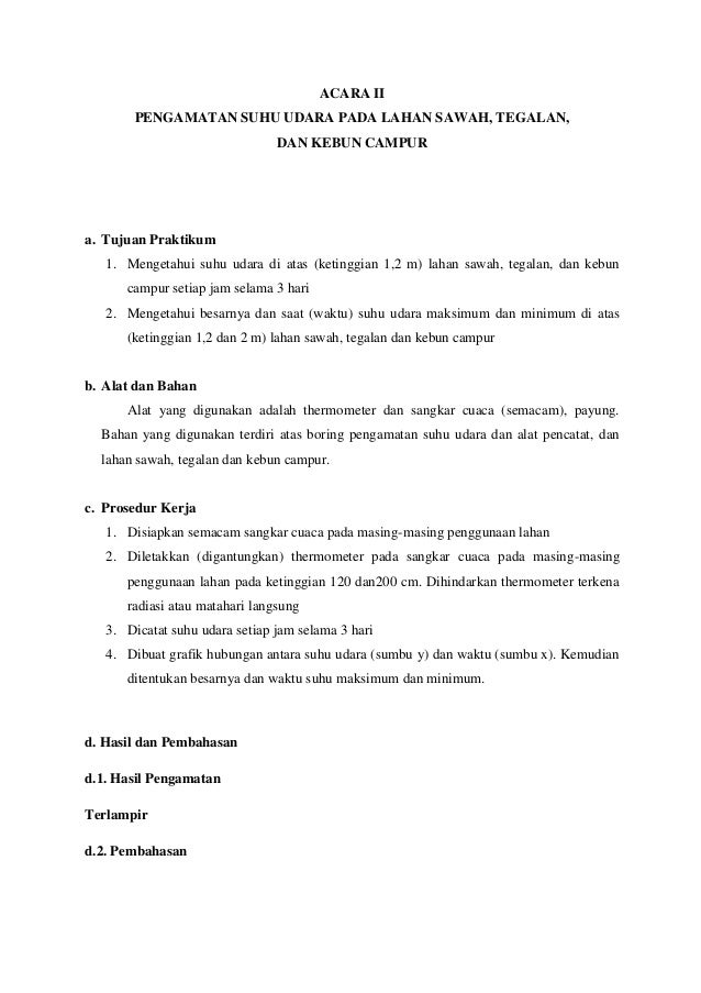 Laporan Praktikum Agroklimatologi