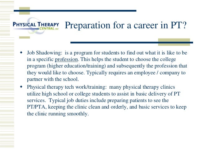 shadowing a physical therapist