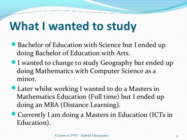 A career in technical and vocational education and training