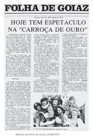 Matéria da Folha de Goiáz, 25/08/1974 
 