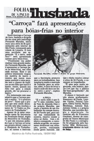 Matéria da Folha Ilustrada, 18/09/1982 
 