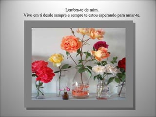 Lembra-te de mim.
Vivo em ti desde sempre e sempre te estou esperando para amar-te.

 