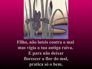 Filho, não luteis contra o mal
mas vigia a tua antiga raiva.
E para não deixar
florescer a flor do mal,
pratica só o bem.
 