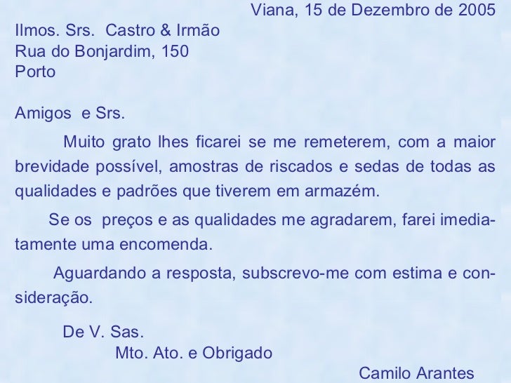 A Carta Formal e Informal A Carta Formal e Informal