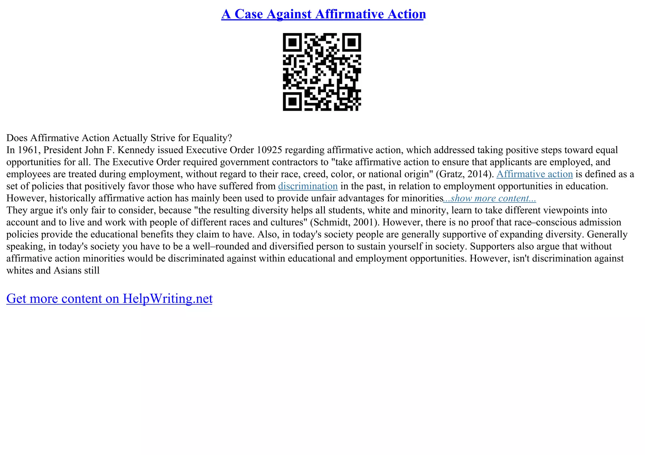 A Case Against Affirmative Action PPT