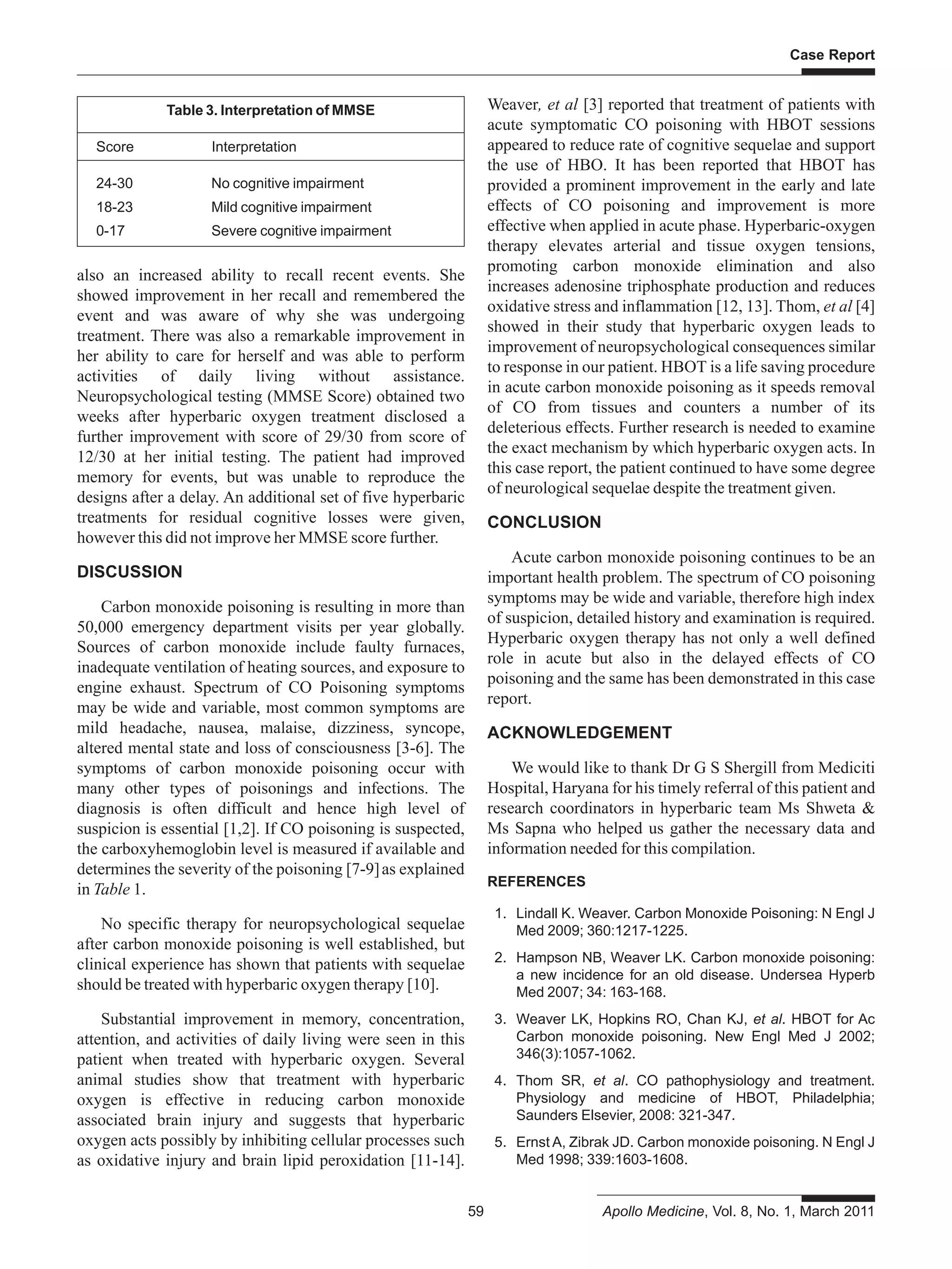 A Case of Neuropsychological Sequelae of Carbon Monoxide Poisoning ...