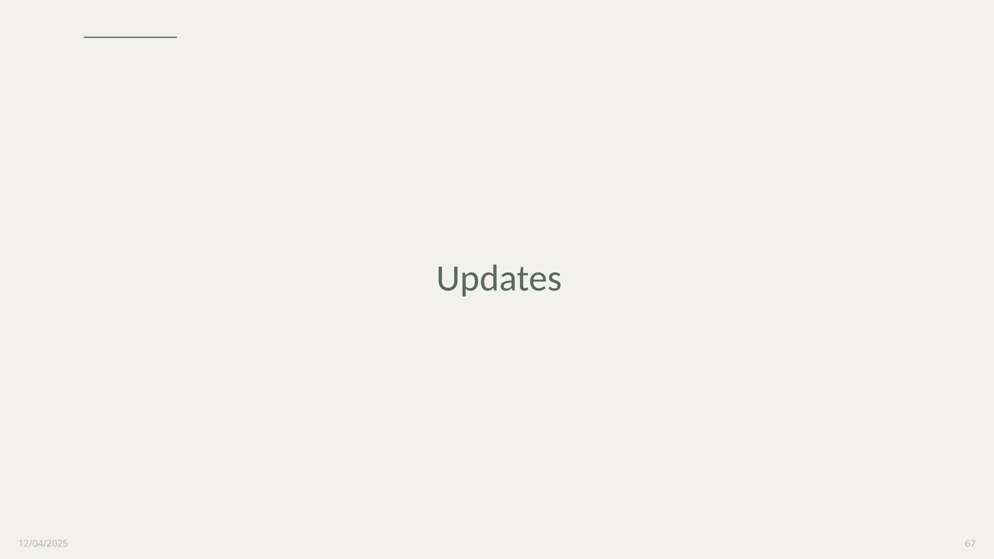 12/04/2025 67
Updates
 