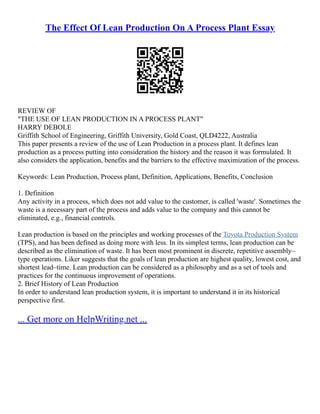 Lean Writing Examples A Case Study Based On Lean Thinking Principles And Techniques | PDF