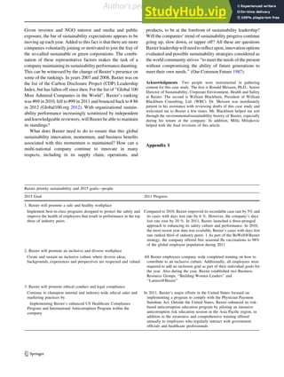 A Case Study In Sustainability | PDF