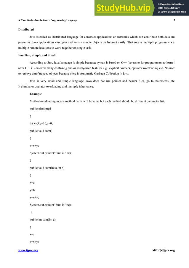 A CASE STUDY JAVA IS SECURE PROGRAMMING LANGUAGE | PDF