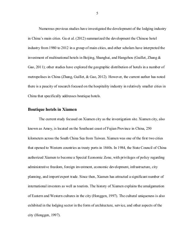 A Case Study Of Customer Motivation In Boutique Hotels In Xiamen - 