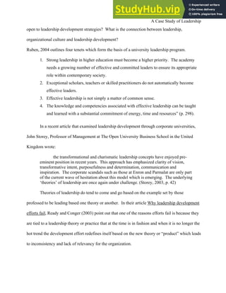 A Case Study Of Leadership Development And Organizational Change | PDF
