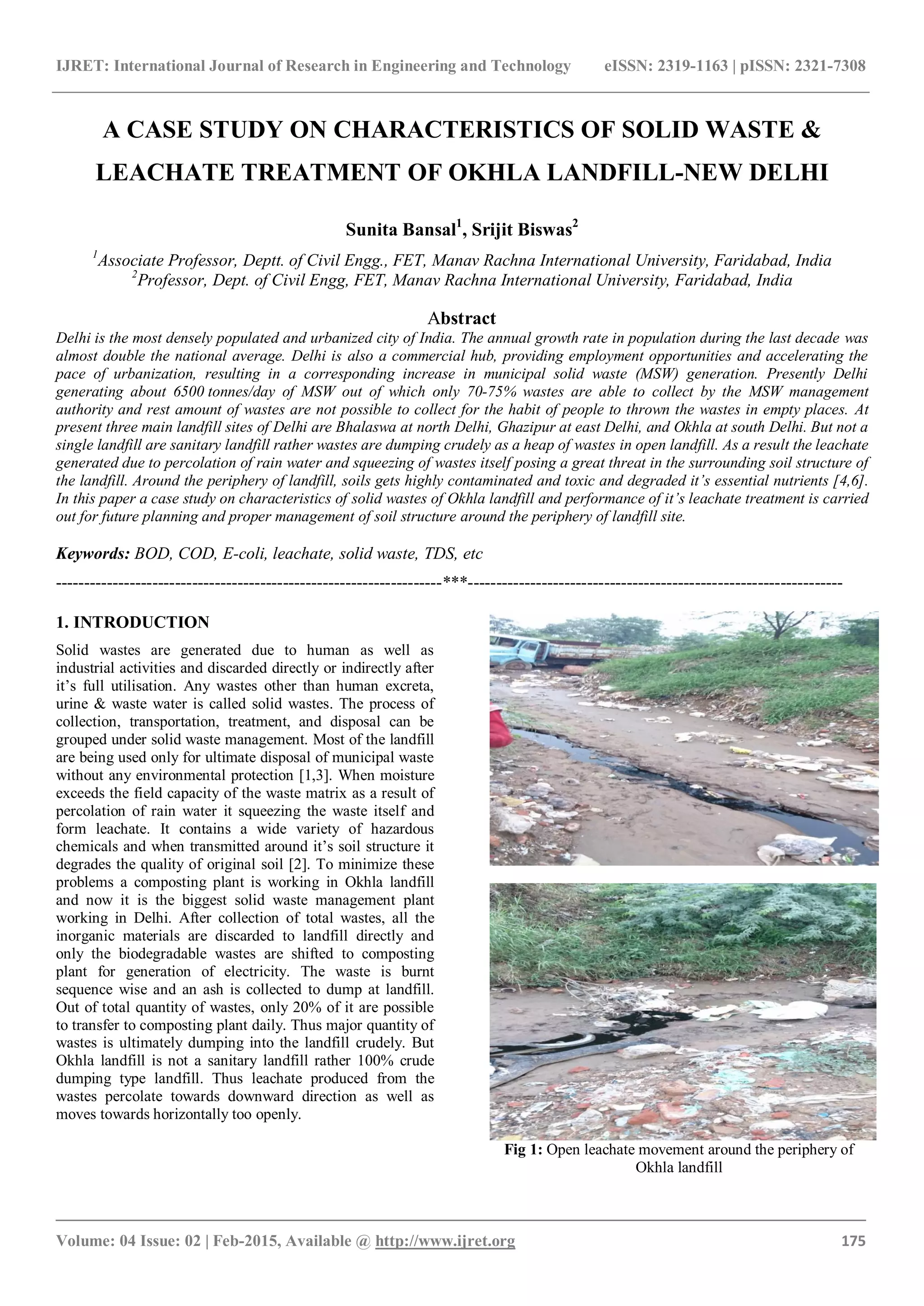 A case study on characteristics of solid waste & leachate treatment of ...