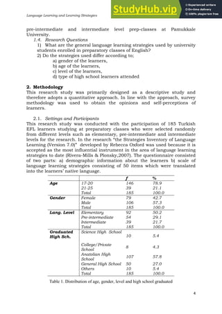 A Case Study On Language Learning Strategies Of EFL Learners At A State ...