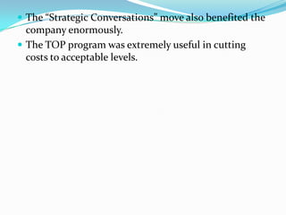 Changes made in Human Resource Management under TOP program :